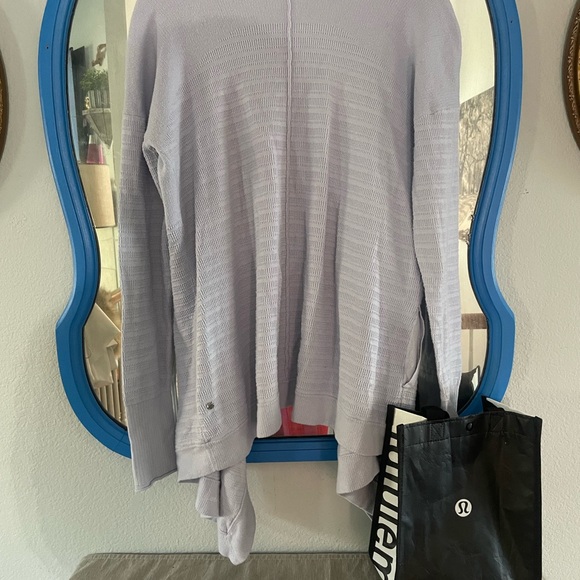 Lavender Open Front Cardigan Sweater - Picture 7 of 7